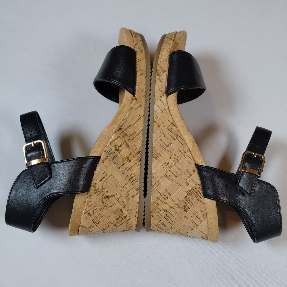 Women's Size 6 Dream Pairs Nini-8 Black Wedge Sandals Shoes Cork - Picture 6 of 15